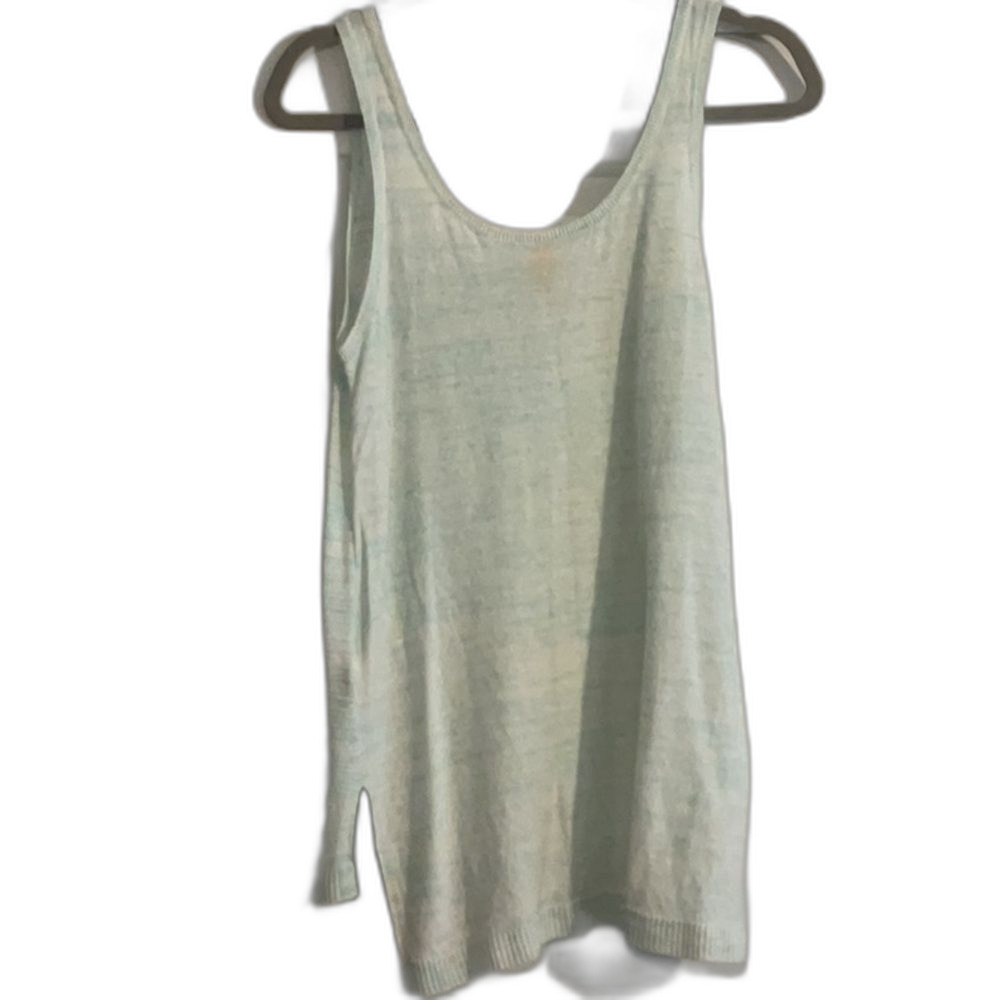 Lole Linen Blend Ribbed Tank Top In Turquoise Cream Marled Tank - Picture 2 of 5